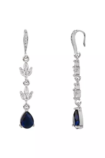 Silver plated cubic zirconia american diamond drop earrings for women 