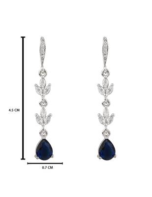 Silver plated cubic zirconia american diamond drop earrings for women  5
