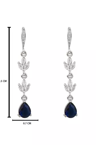 Silver plated cubic zirconia american diamond drop earrings for women 