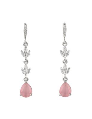 Silver plated cubic zirconia american diamond drop earrings for women  3