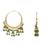 Gold plated hoop earrings with multi jhumka dangles for women (green)