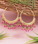 Gold plated hoop earrings with multi jhumka dangles for women 