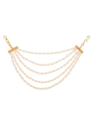 Gold traditional pearl multi layered ear chain for women  2