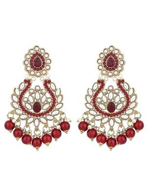 Traditional design handcrafted kundan & pearl earrings for women  2