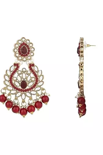 Traditional design handcrafted kundan & pearl earrings for women 
