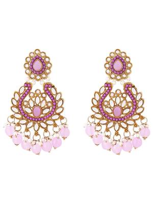 Traditional design handcrafted kundan & pearl earrings for women  2