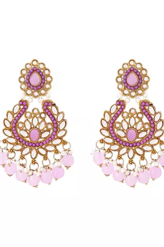 Traditional design handcrafted kundan & pearl earrings for women 