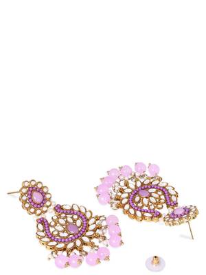 Traditional design handcrafted kundan & pearl earrings for women  3