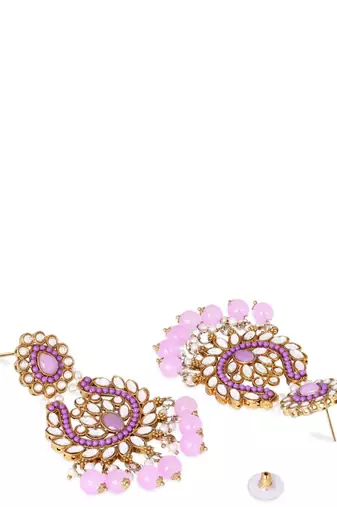 Traditional design handcrafted kundan & pearl earrings for women 