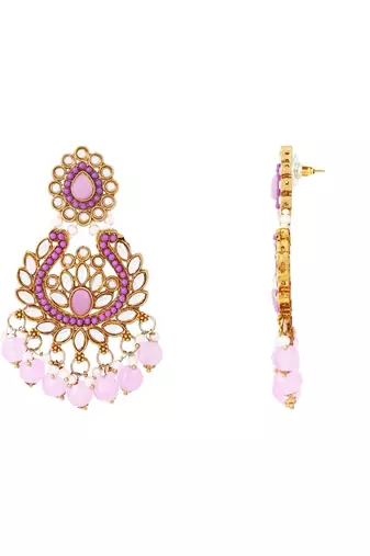 Traditional design handcrafted kundan & pearl earrings for women 