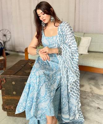 Rayon kurti with palazzo and dupatta set 1