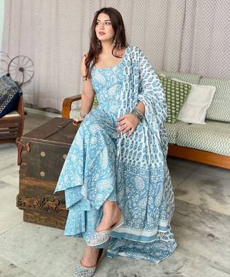 Rayon kurti with palazzo and dupatta set 2