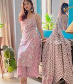 Rayon kurti with palazzo and dupatta set