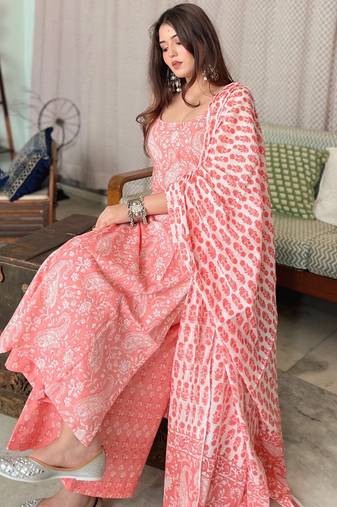 Rayon kurti with palazzo and dupatta set