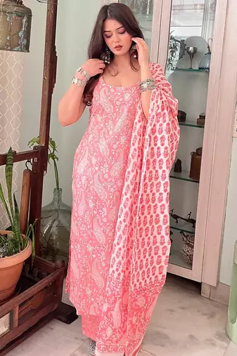 Rayon kurti with palazzo and dupatta set