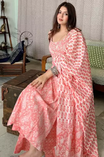 Rayon kurti with palazzo and dupatta set