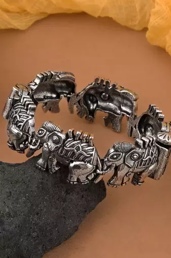 Silver color oxidised openable bracelet