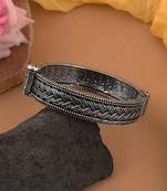Silver color oxidised openable bracelet