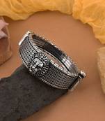 Silver color oxidised openable bracelet