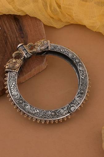 Gold & silver color two tone oxidised openable bracelet