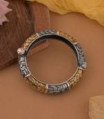 Gold & silver color two tone oxidised openable bracelet