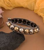 Gold & silver color two tone oxidised openable bracelet