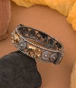 Gold & silver color two tone oxidised openable bracelet