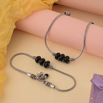 Black color oxidised anklet 1