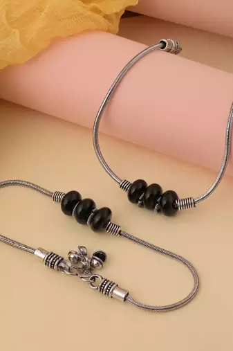 Black color oxidised anklet