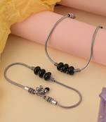 Black color oxidised anklet