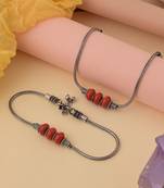 Red color oxidised anklet