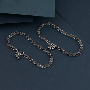 Silver color oxidised anklet 1