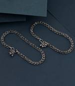 Silver color oxidised anklet