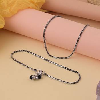 Silver color oxidised anklet 1