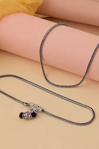 Silver color oxidised anklet