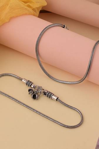 Silver color oxidised anklet
