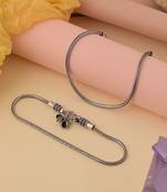 Silver color oxidised anklet