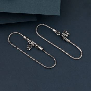 Silver color oxidised anklet 2