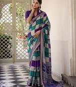 Lightweight Luxury Printed Polyester Viscose Chanderi Saree