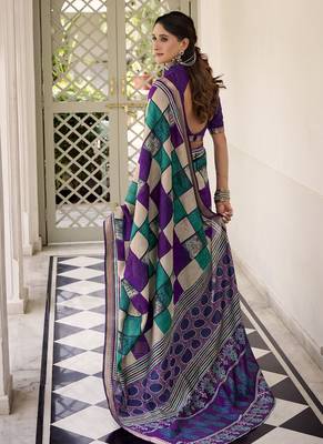 Lightweight Luxury Printed Polyester Viscose Chanderi Saree 3