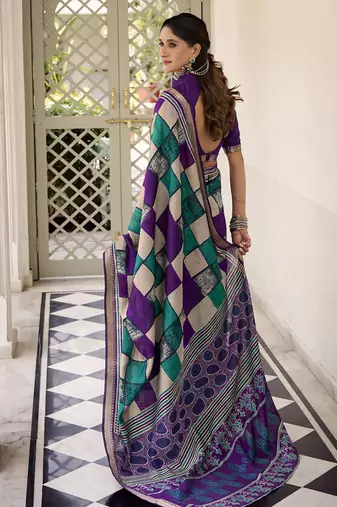 Lightweight Luxury Printed Polyester Viscose Chanderi Saree