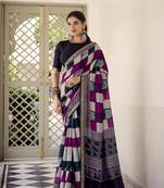 Lightweight Luxury Printed Polyester Viscose Chanderi Saree