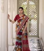 Lightweight Luxury Printed Polyester Viscose Chanderi Saree