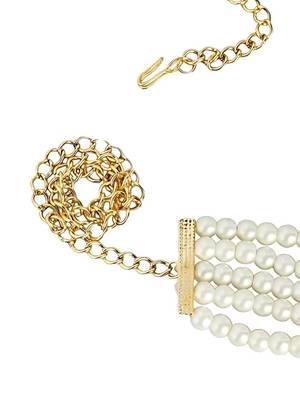 18k gold plated traditional ethnic kundan and stone studded adjustable pearl kamarband/belly chain 5