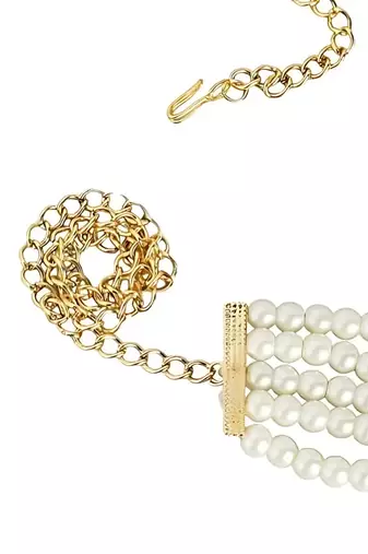 18k gold plated traditional ethnic kundan and stone studded adjustable pearl kamarband/belly chain
