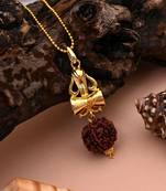 Gold color lord shiva damru rudraksha mala chain necklace