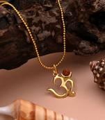 Gold color om rudraksha mala chain necklace