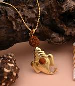 Gold color lord ganesha rudraksha mala chain necklace