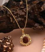 Gold color lord shiva trishul rudraksha mala chain necklace