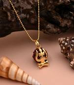 Gold color lord shiva trishul rudraksha mala chain necklace